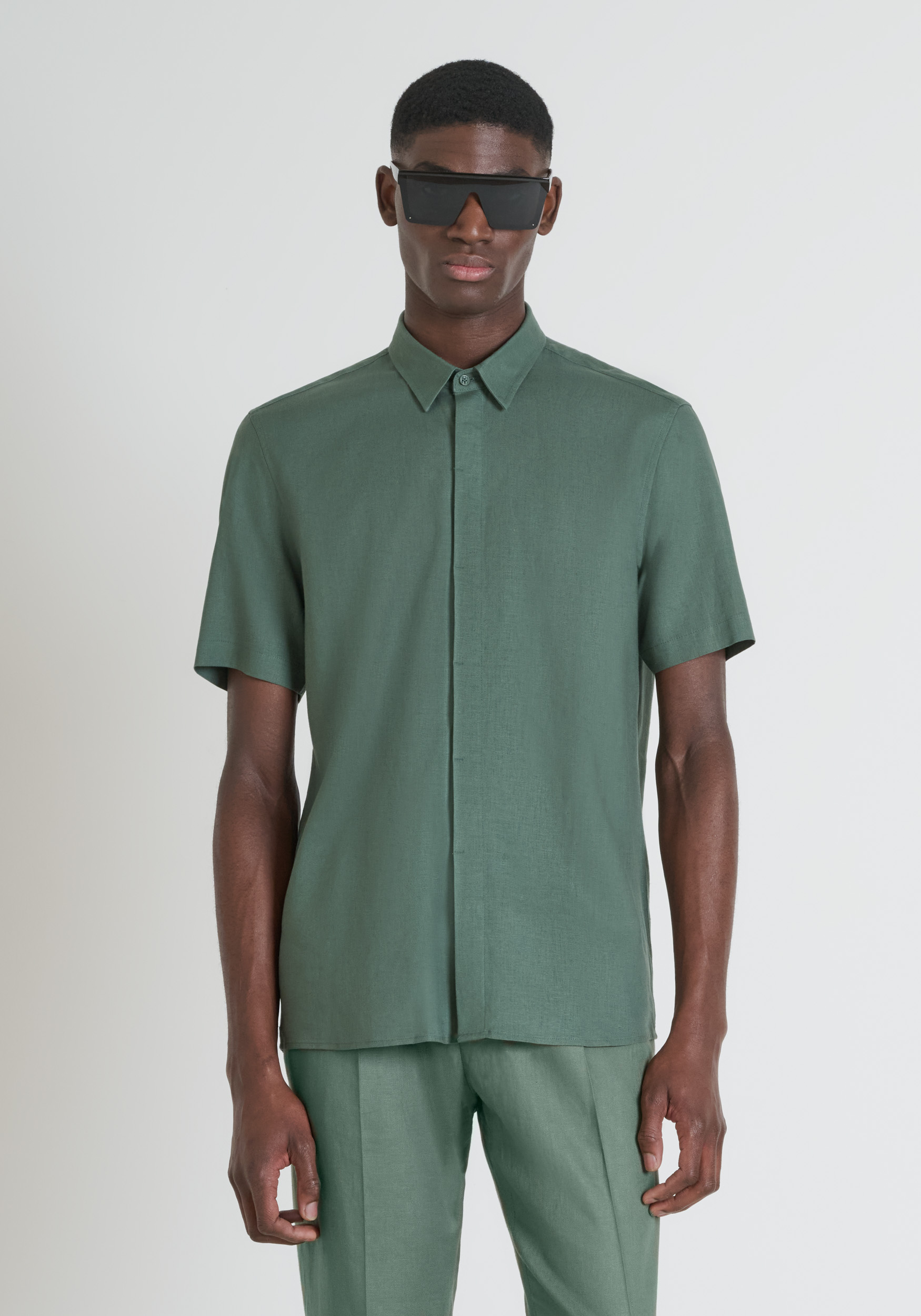 CAMICIA REGULAR FIT "ADALIA" IN MISTO LINO TOCCO MORBIDO