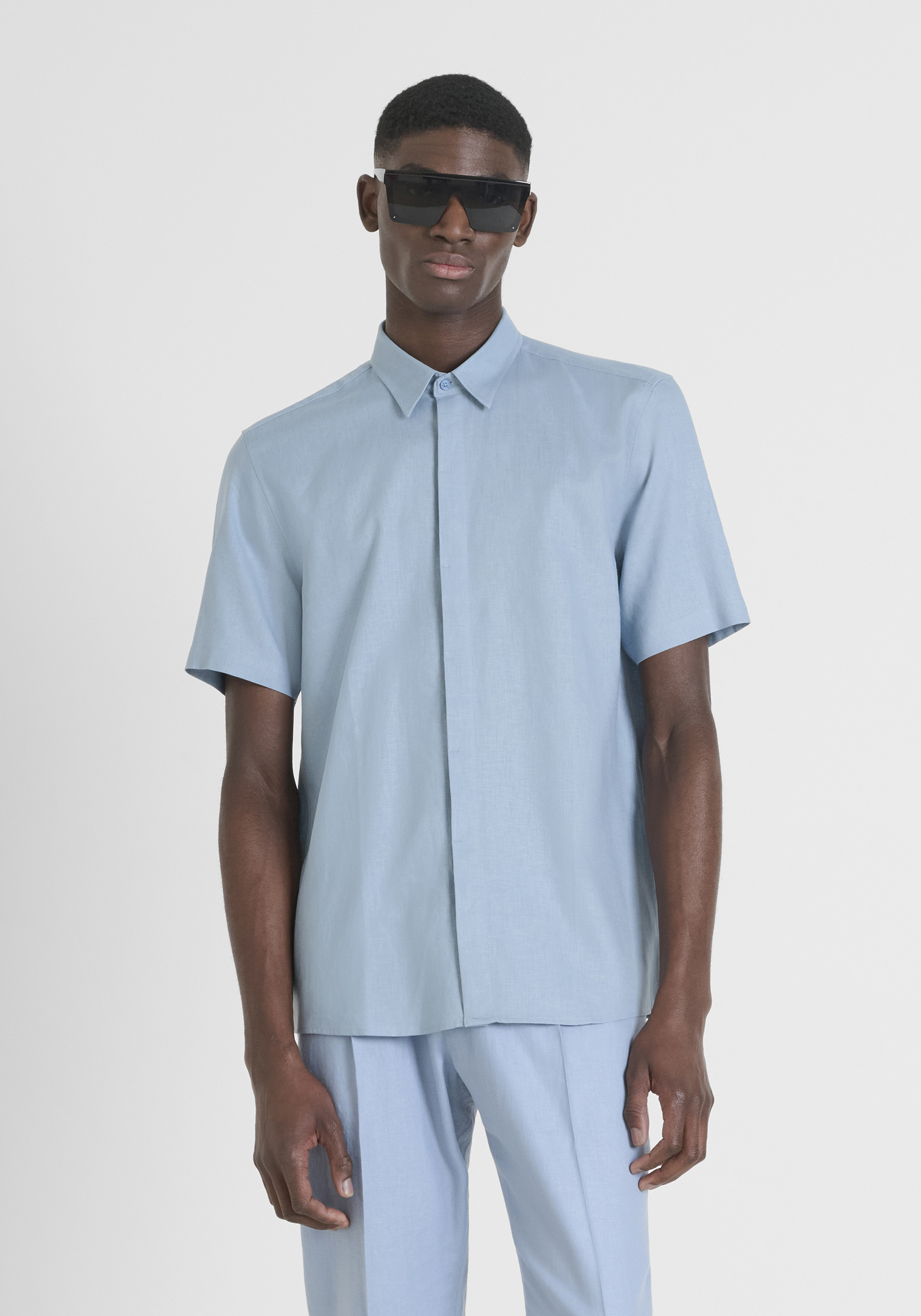 CAMICIA REGULAR FIT "ADALIA" IN MISTO LINO TOCCO MORBIDO
