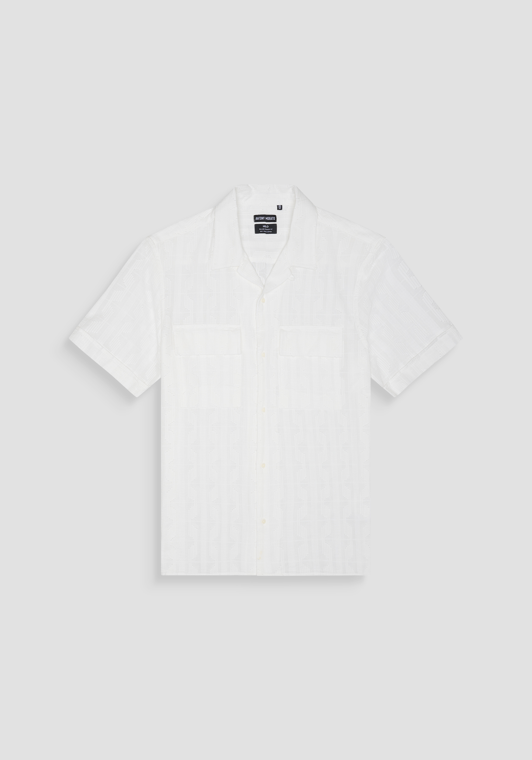 CAMICIA RELAXED STRAIGHT FIT "HILO" IN COTONE CON MOTIVO GEOMETRICO