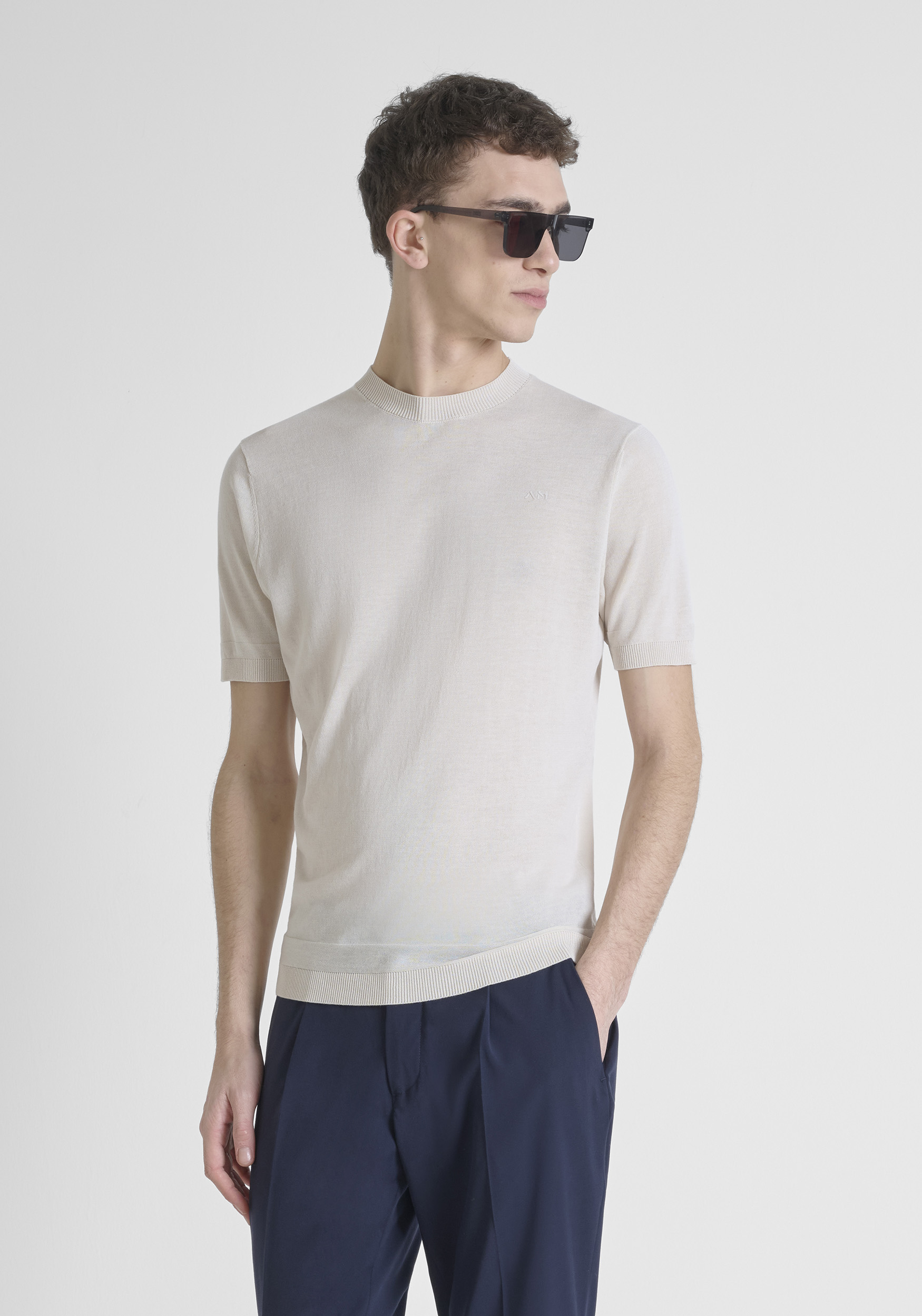 MAGLIA REGULAR FIT IN MISTO COTONE CON LOGO STAMPATO