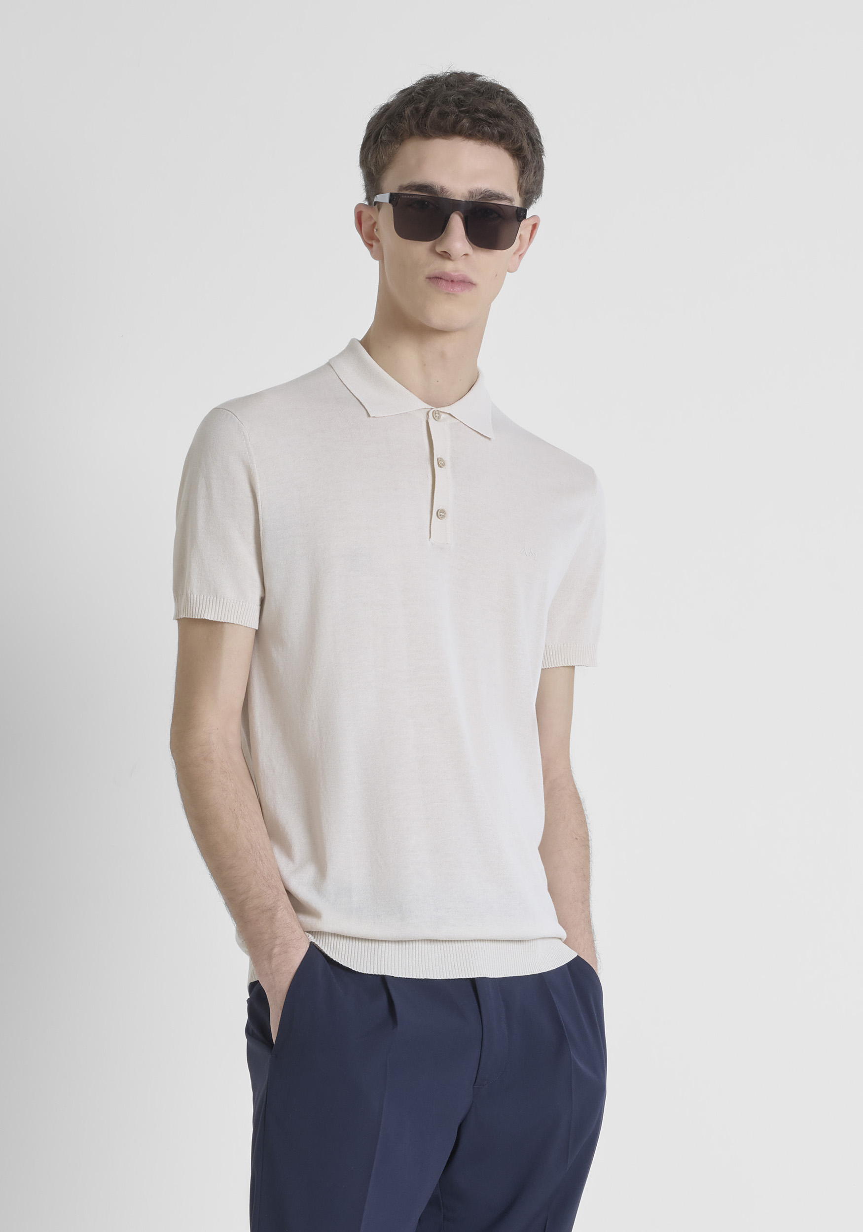 MAGLIA REGULAR FIT IN MISTO COTONE CON LOGO STAMPATO