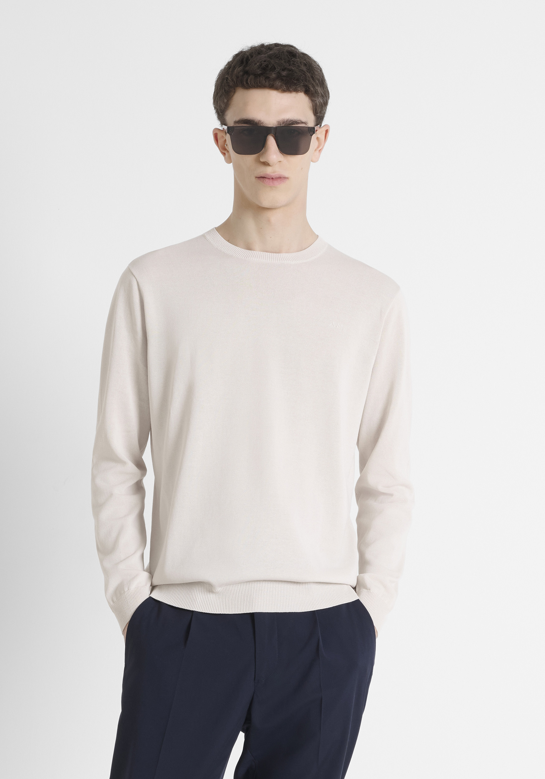 MAGLIA REGULAR FIT IN MISTO COTONE MORBIDO E LOGO STAMPATO