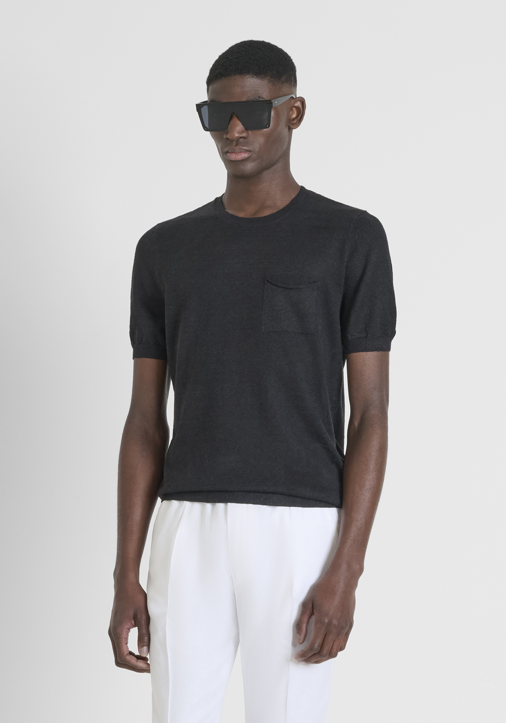 MAGLIA REGULAR FIT IN MISTO LINO