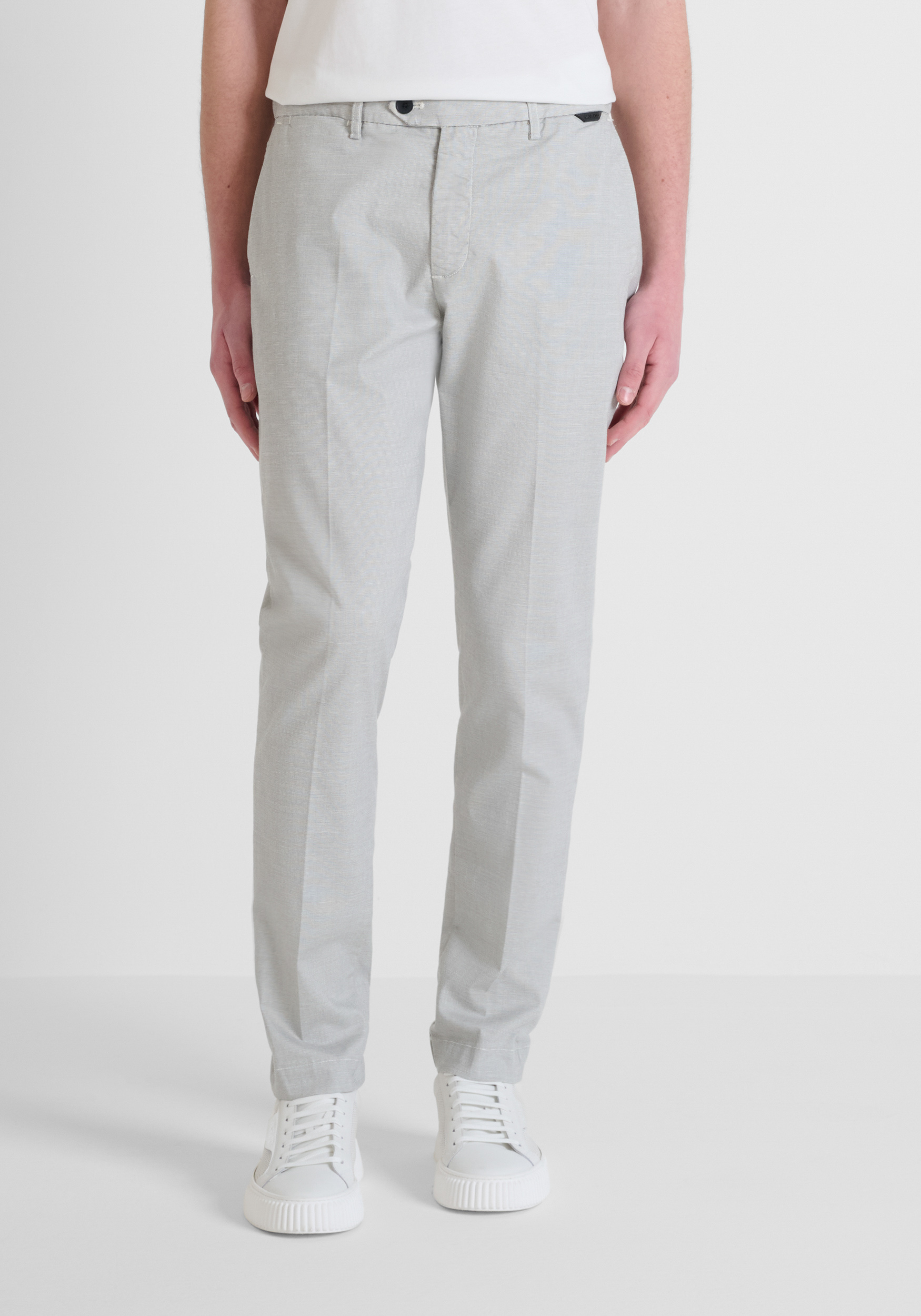 PANTALONI SLIM FIT "MARK" IN MISTO COTONE ELASTICO MICRO FANTASIA