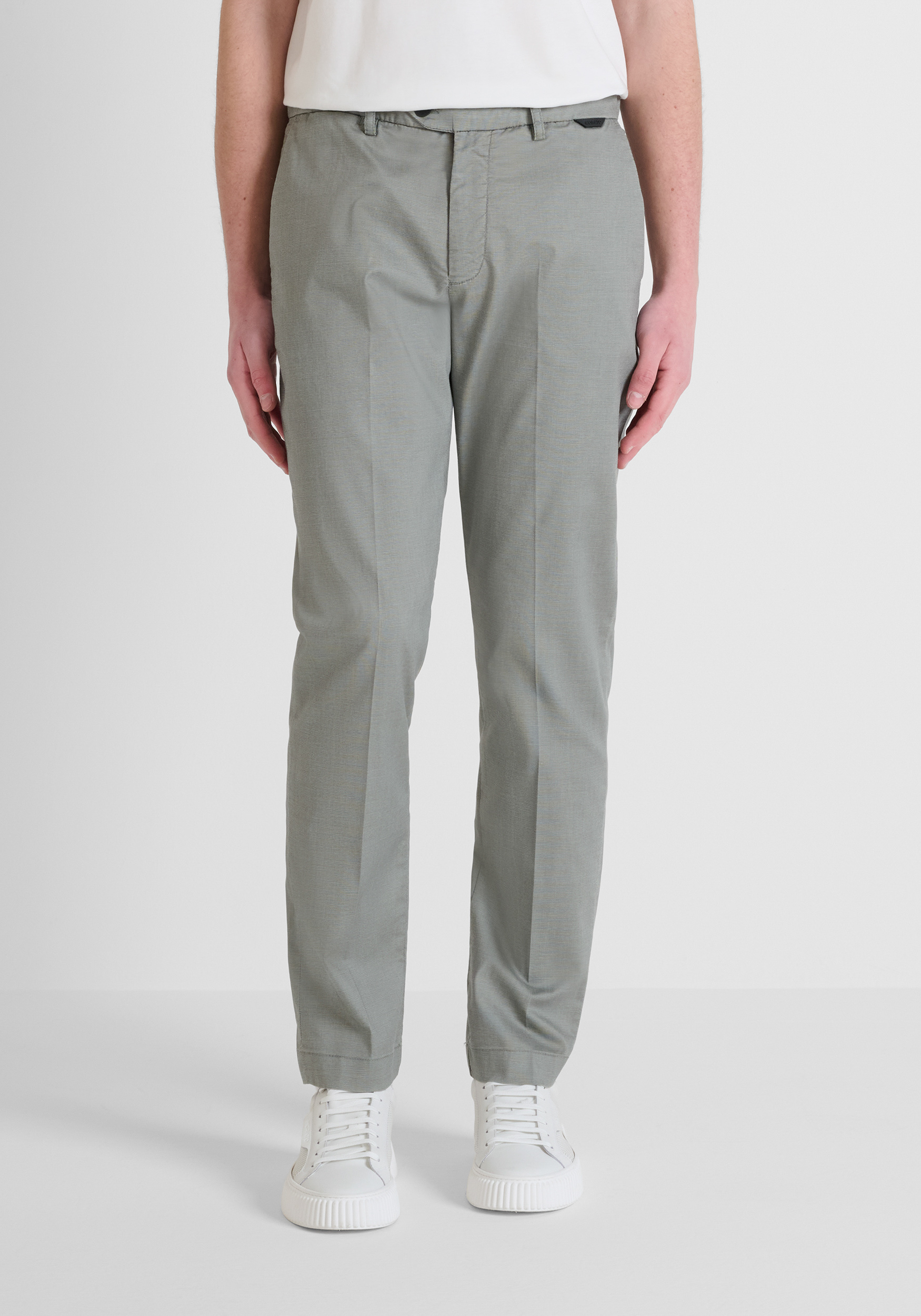 PANTALONI SLIM FIT "MARK" IN MISTO COTONE ELASTICO MICRO FANTASIA