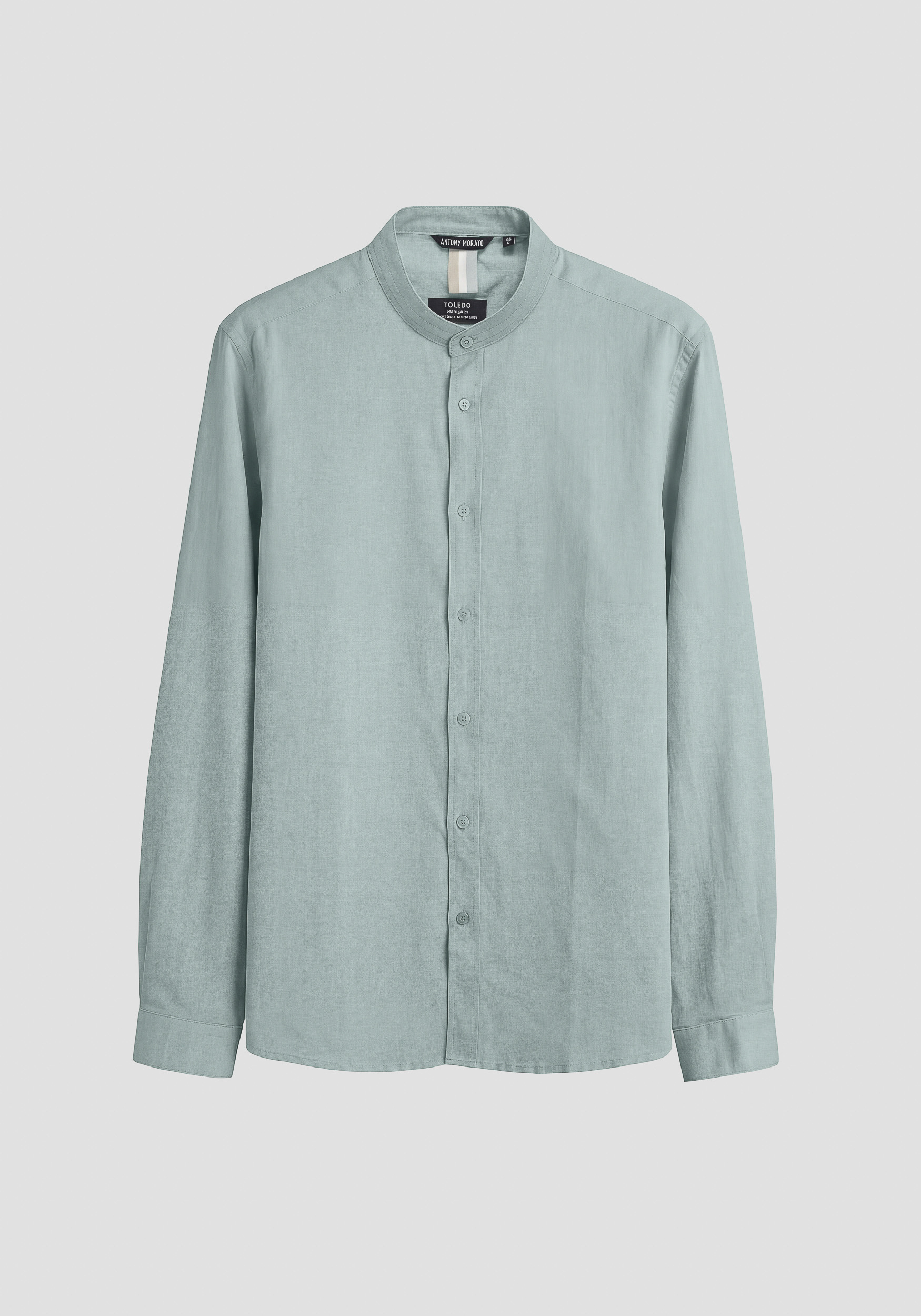 CAMISA REGULAR FIT «TOLEDO» DE MEZCLA DE LINO Y ALGODÓN CON LOGOTIPO