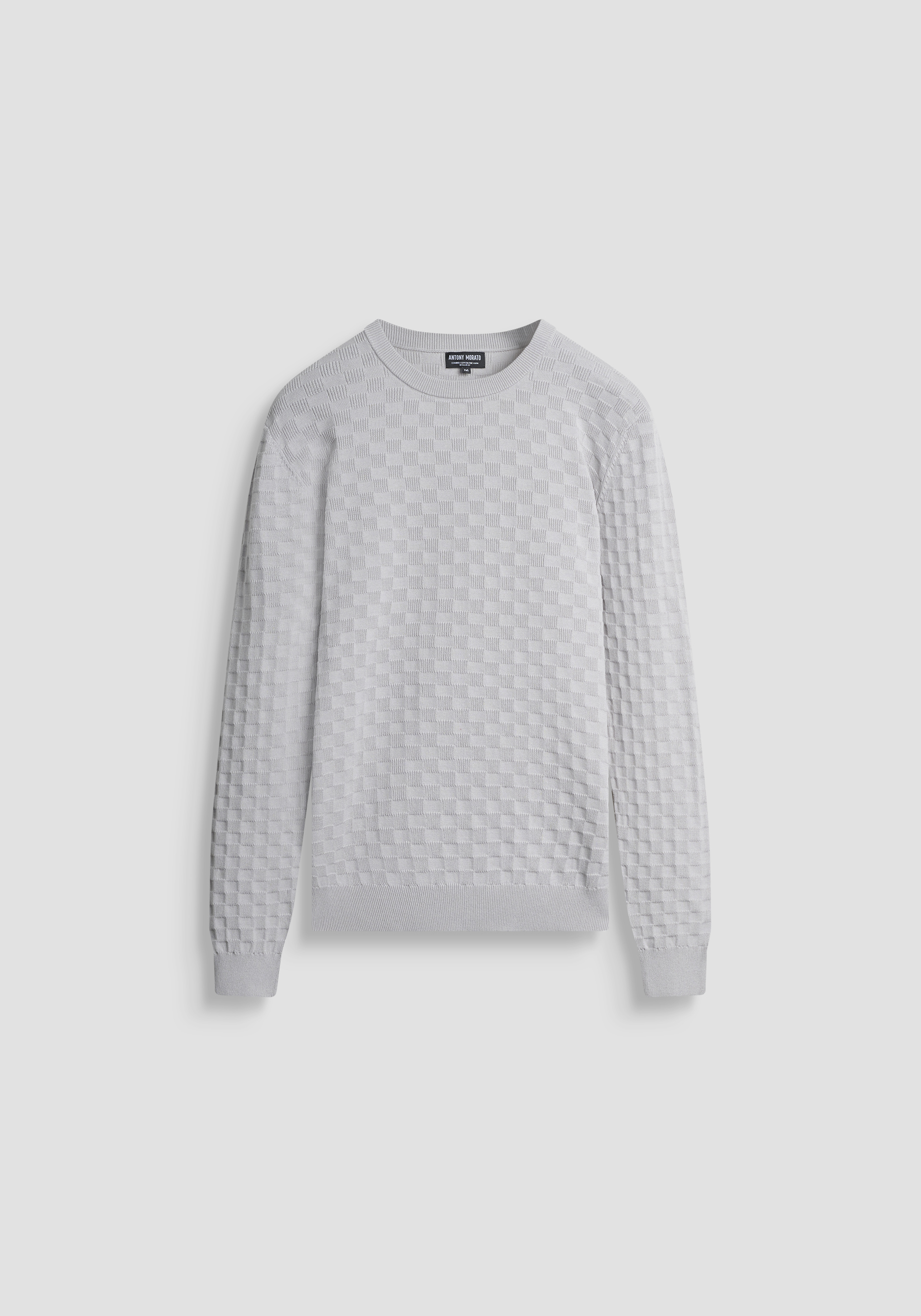 JERSEY CUELLO REDONDO REGULAR FIT EN ALGODÓN CON MOTIVO JACQUARD