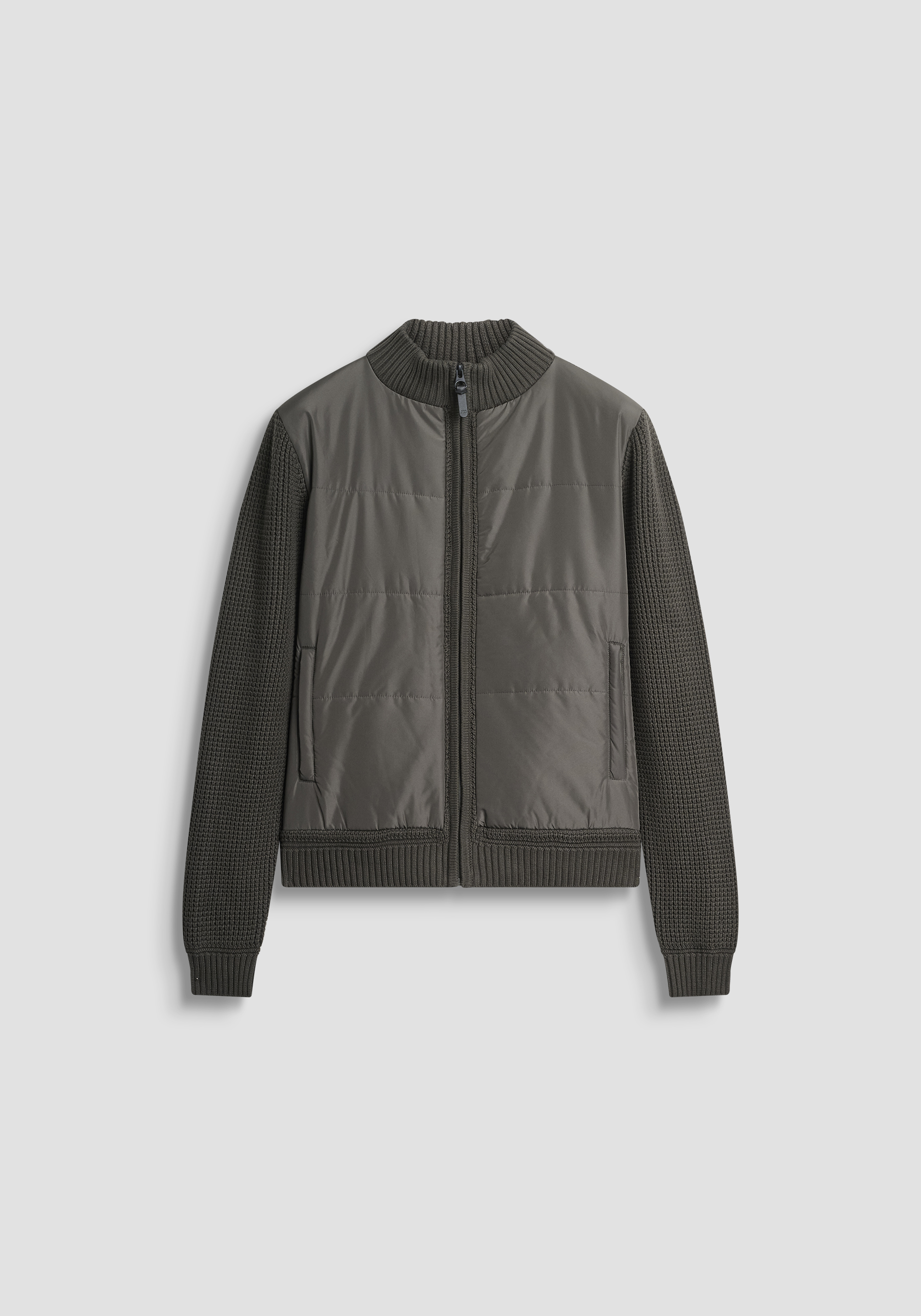 SUÉTER REGULAR FIT EN ALGODÓN SUAVE CON INSERCIONES DE TEJIDO TÉCNICO