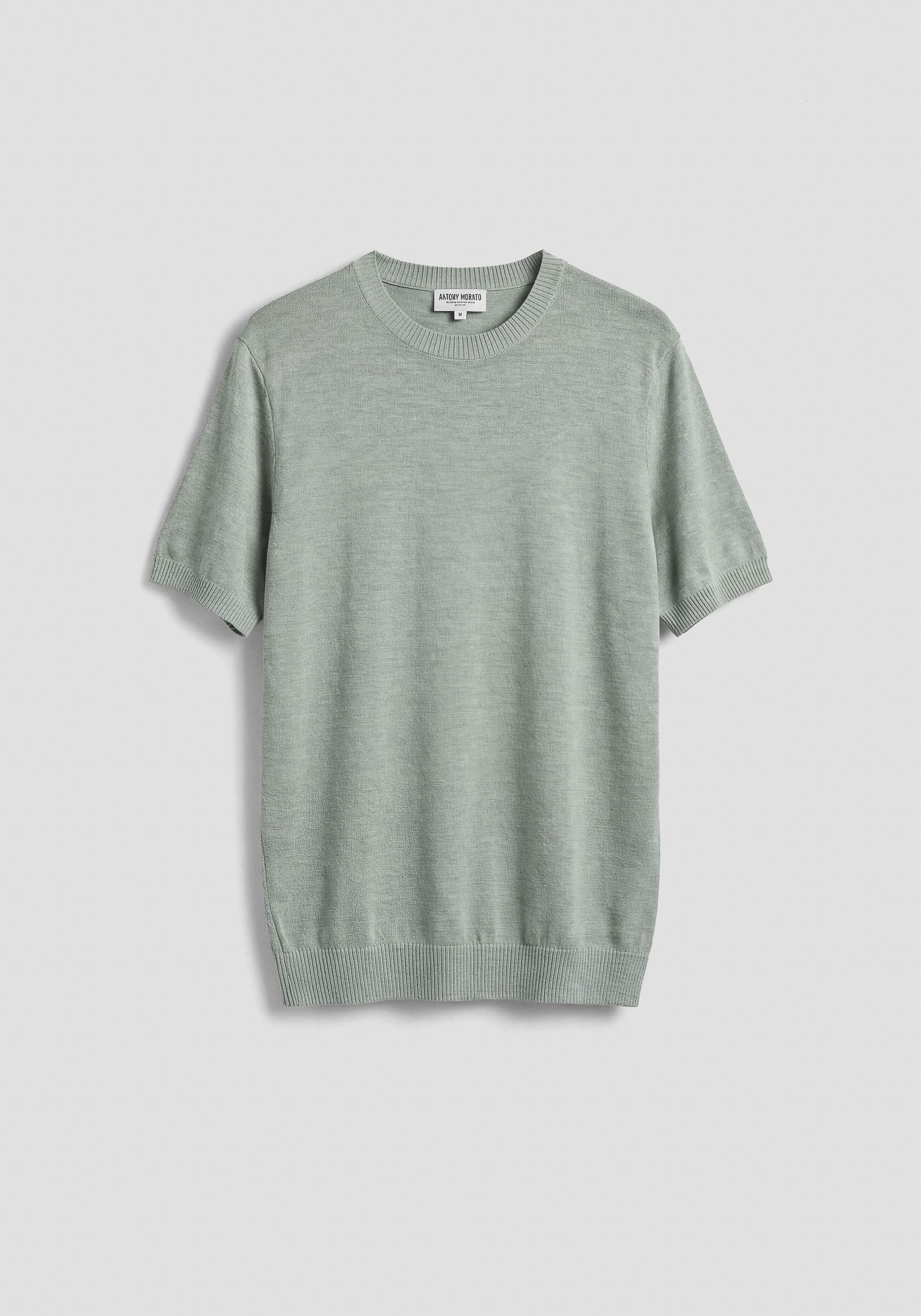 JERSEY DE CUELLO REDONDO REGULAR FIT DE MANGA CORTA DE MEZCLA DE LINO SUAVE