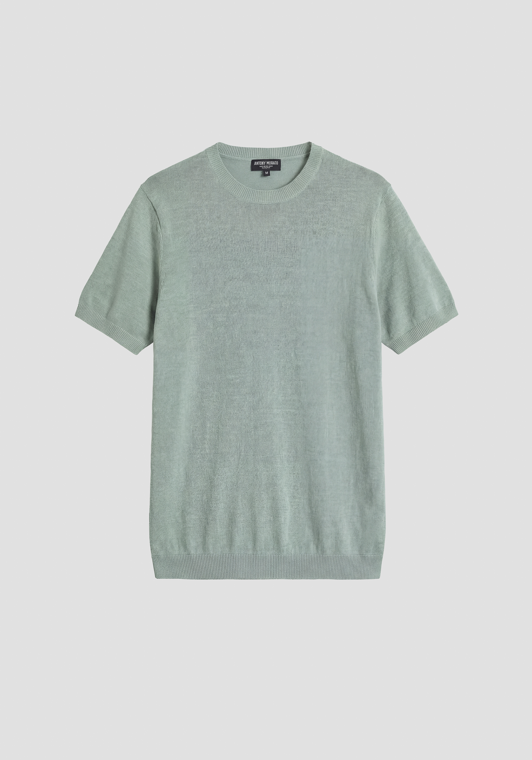 JERSEY DE CUELLO REDONDO RELAXED FIT DE MANGA CORTA DE MEZCLA DE LINO SUAVE