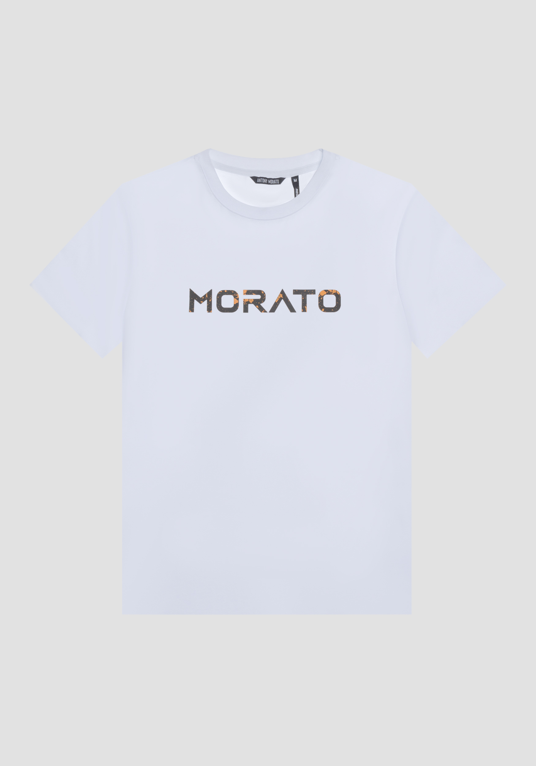 T-SHIRT REGULAR  FIT IN COTONE CON STAMPA LOGO GOMMATA