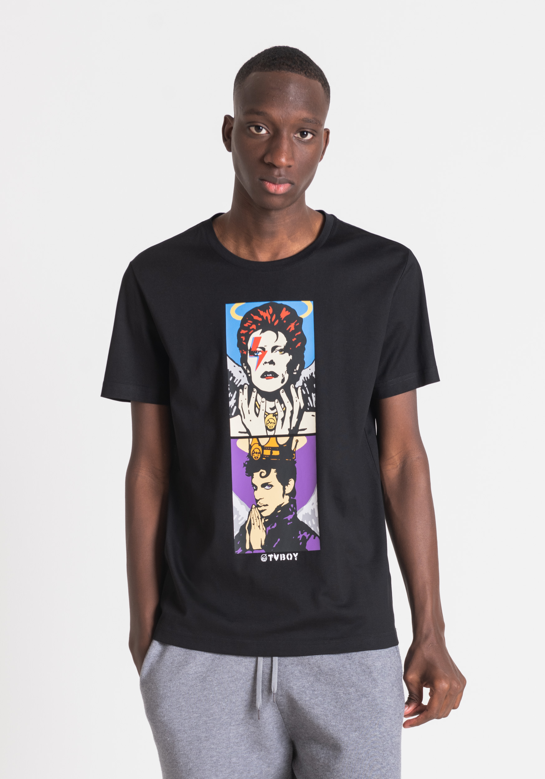 SLIM FIT T-SHIRT IN COTTON WITH TVBOY PRINT | Antony Morato