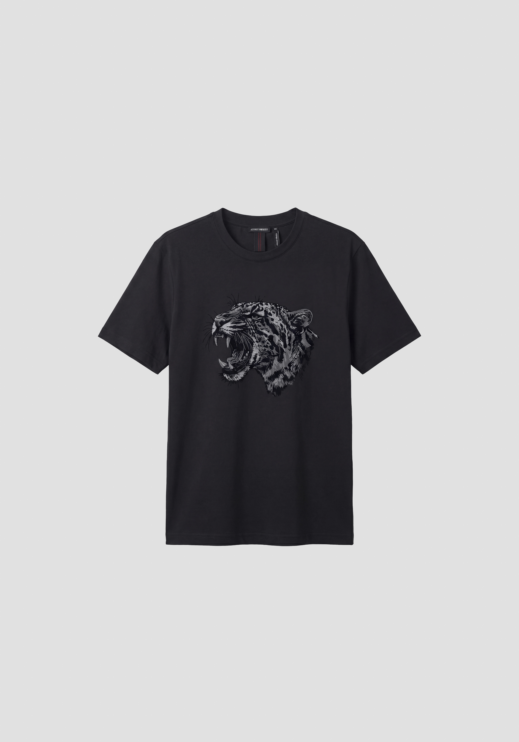 T-shirt nera regular fit in jersey di cotone con logo plastico opaco e stampa flock