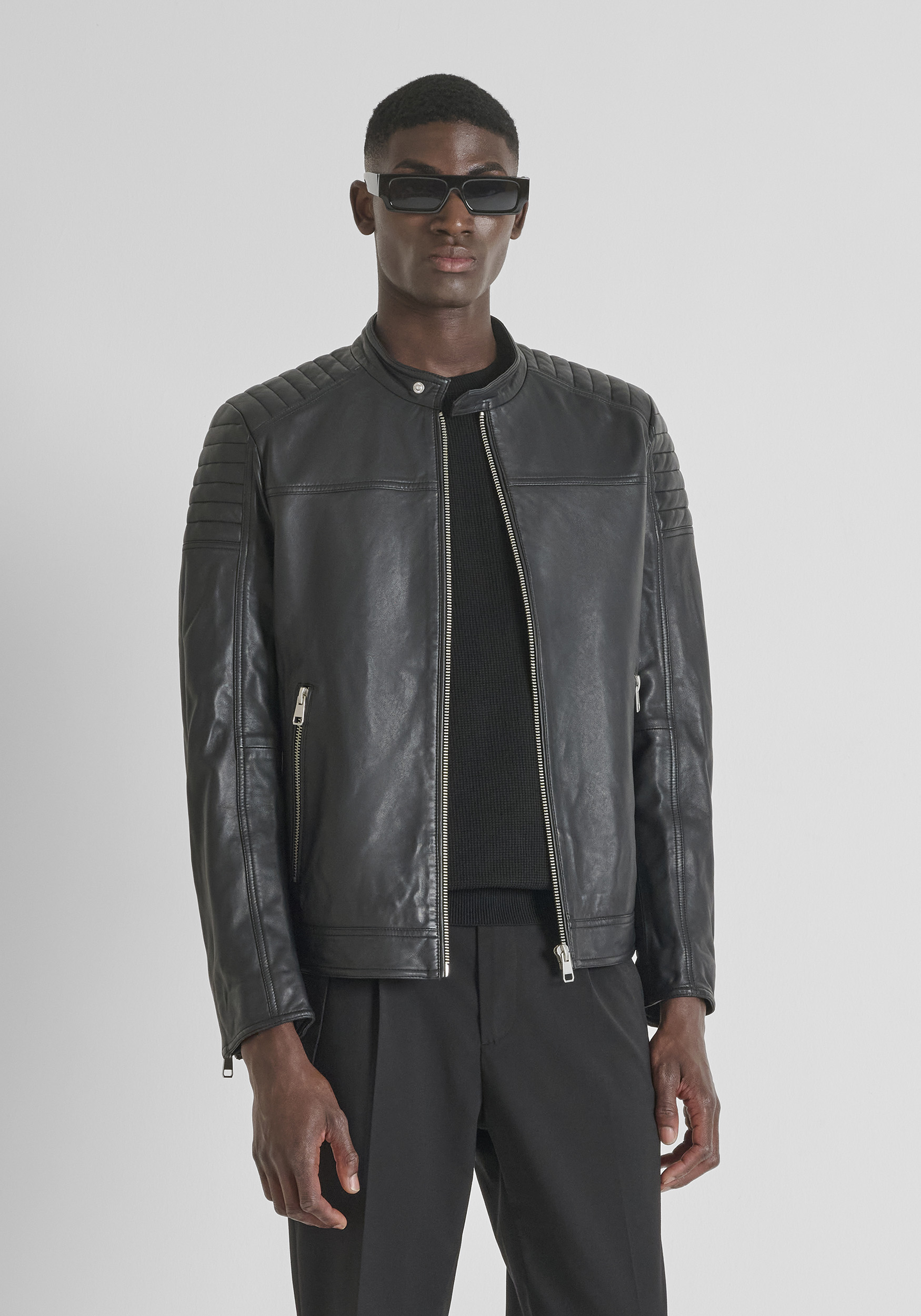 GIACCA BIKER SLIM FIT IN VERA PELLE