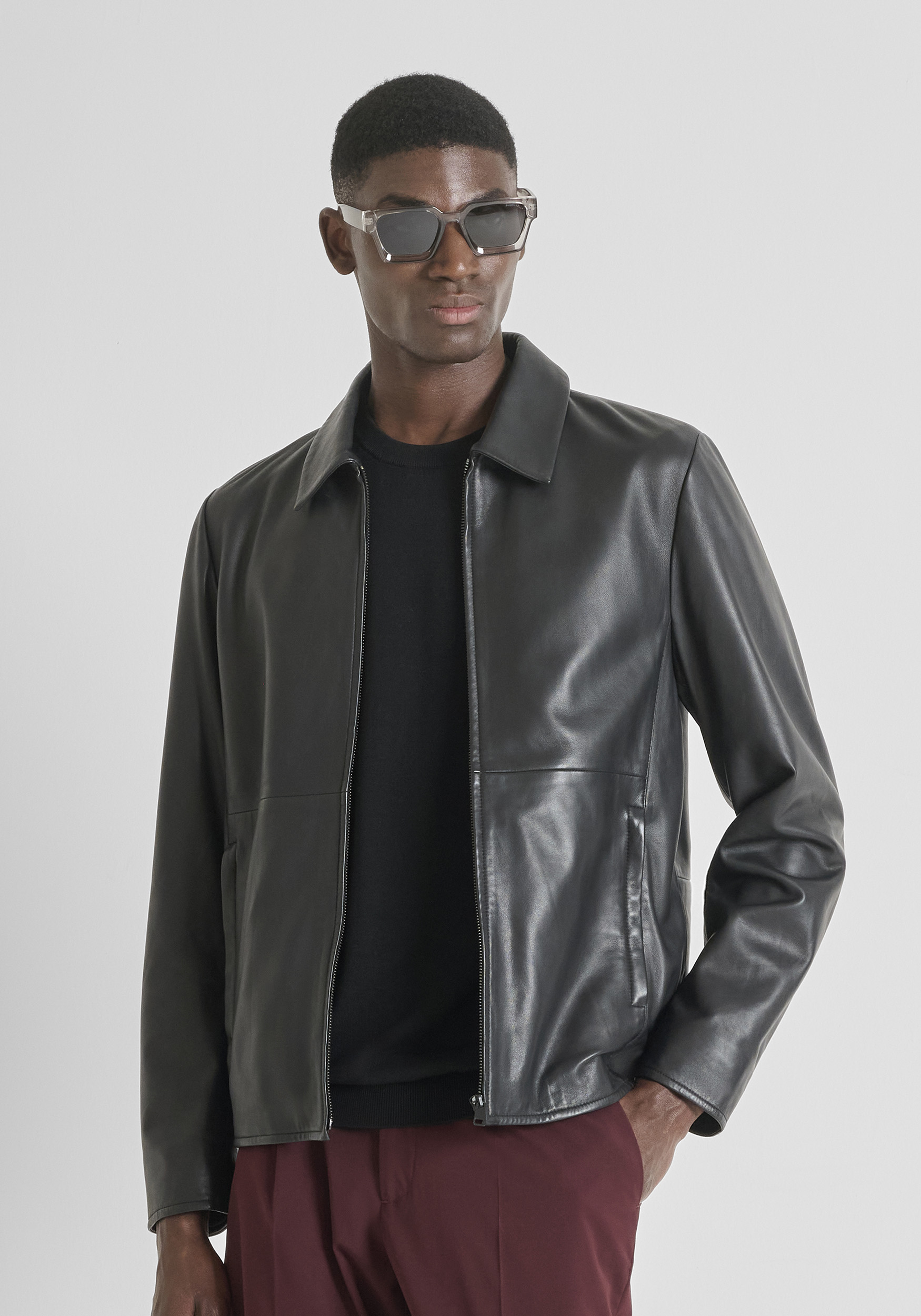 GIUBBOTTO SLIM FIT IN PELLE EFFETTO WASHED