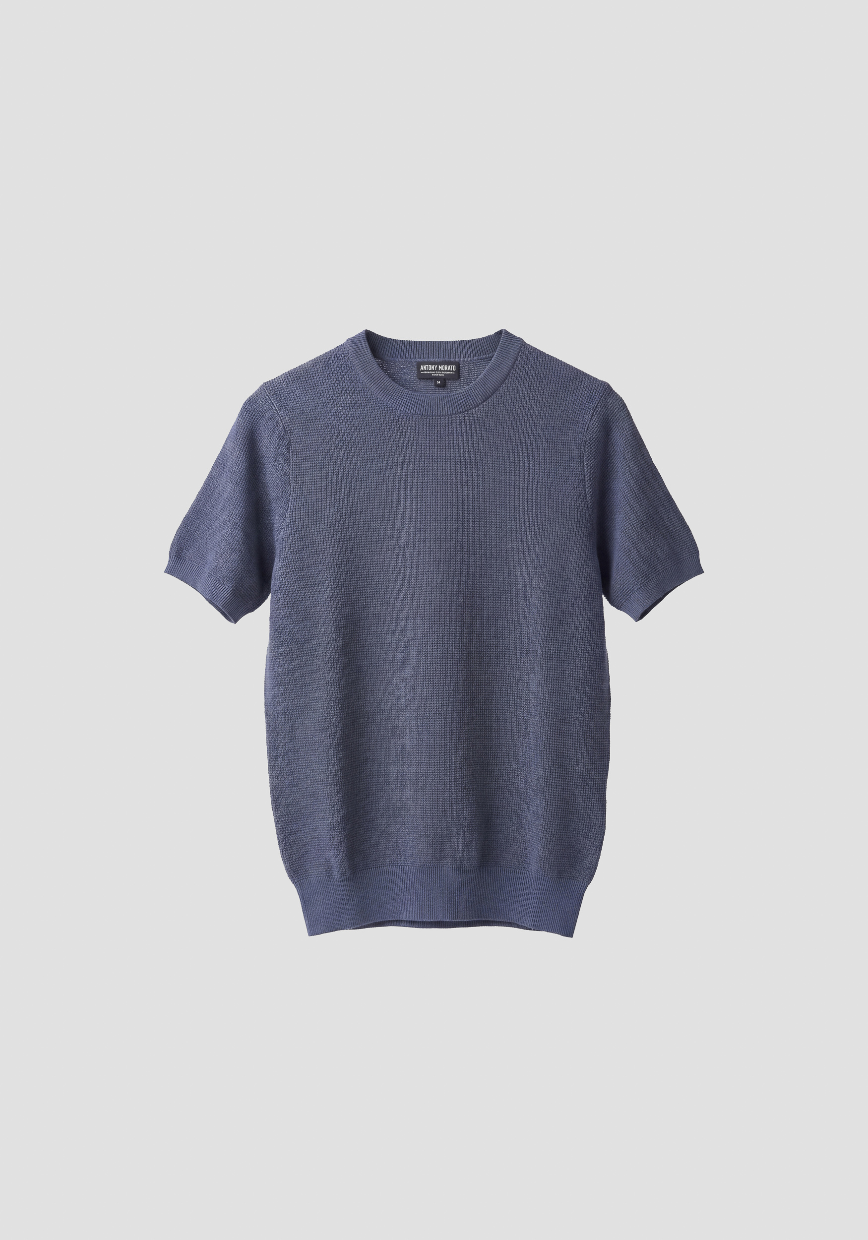 Maglia girocollo color indaco regular fit a maniche corte in viscosa super fine