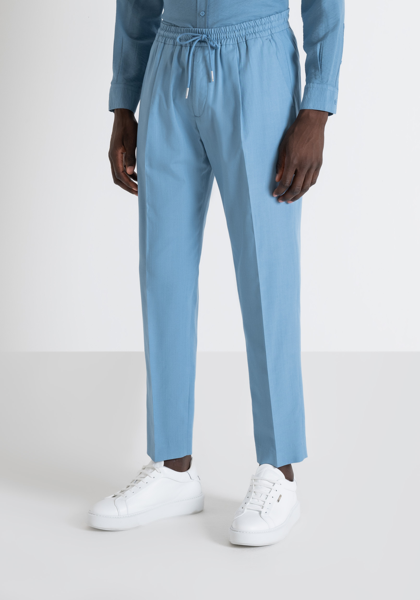 PANTALONI REGULAR FIT “NEIL” IN MISTO COTONE FIAMMATO