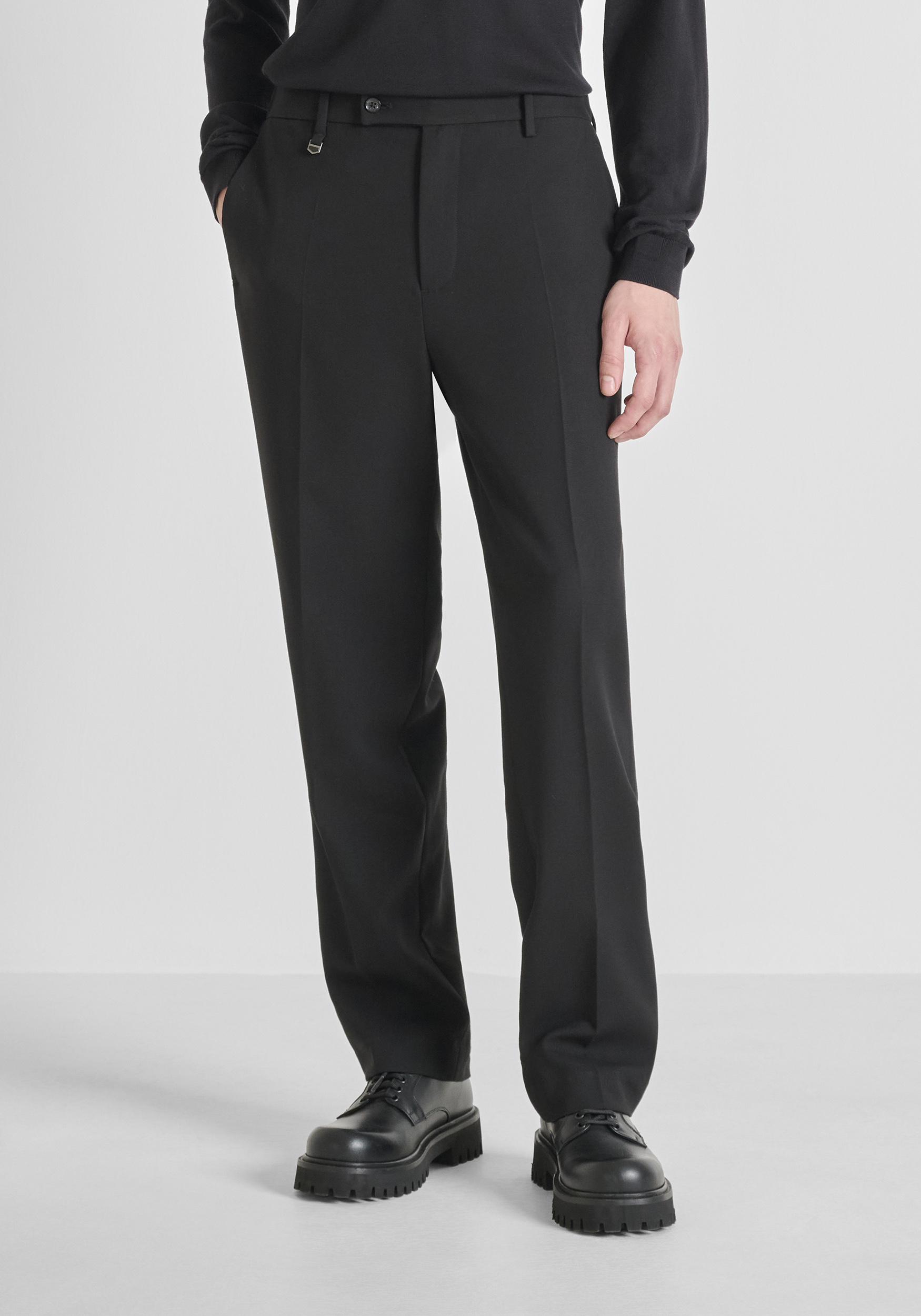 PANTALONI RELAXED FIT "EVAN" IN MISTO LANA
