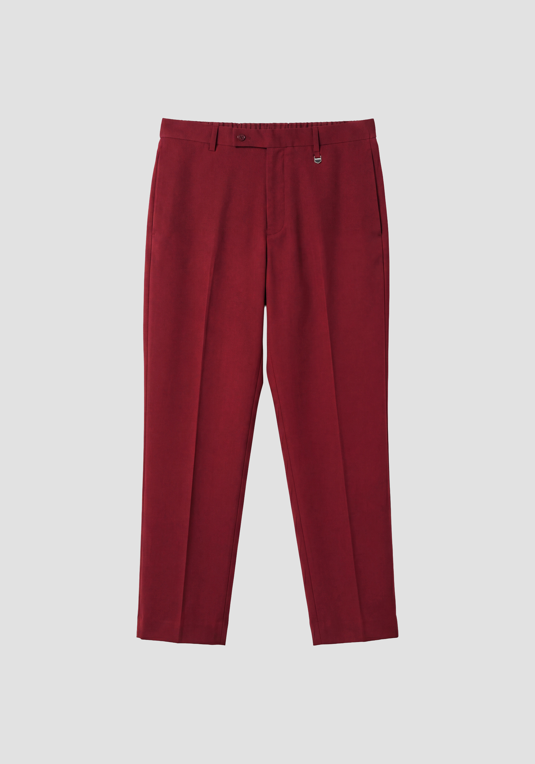 Pantaloni "Evan" color vino relaxed fit in viscosa stretch con placca metallica sul passante