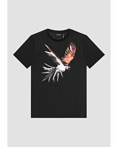 T-SHIRT REGULAR FIT IN JERSEY DI COTONE CON STAMPA PAPPAGALLO