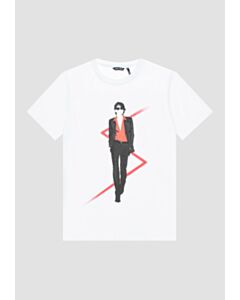 T-SHIRT REGULAR FIT IN JERSEY DI COTONE CON STAMPA MATT PLASTIC E AD ACQUA
