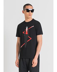 T-SHIRT REGULAR FIT IN MORBIDO JERSEY DI COTONE CON STAMPA FRONTALE