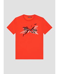 T-SHIRT SLIM FIT IN COTONE CON STAMPA LOGO MATT PLASTIC E GOMMATA AD INIEZIONE