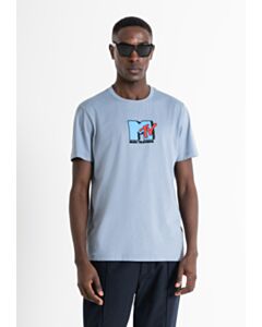 T-SHIRT "MTV" REGULAR FIT IN JERSEY CON LOGO GOMMATO