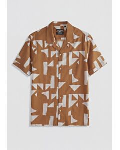 CAMICIA REGULAR STRAIGHT FIT "HONULULU" IN MISTO COTONE E VISCOSA FANTASIA GEOMETRICA