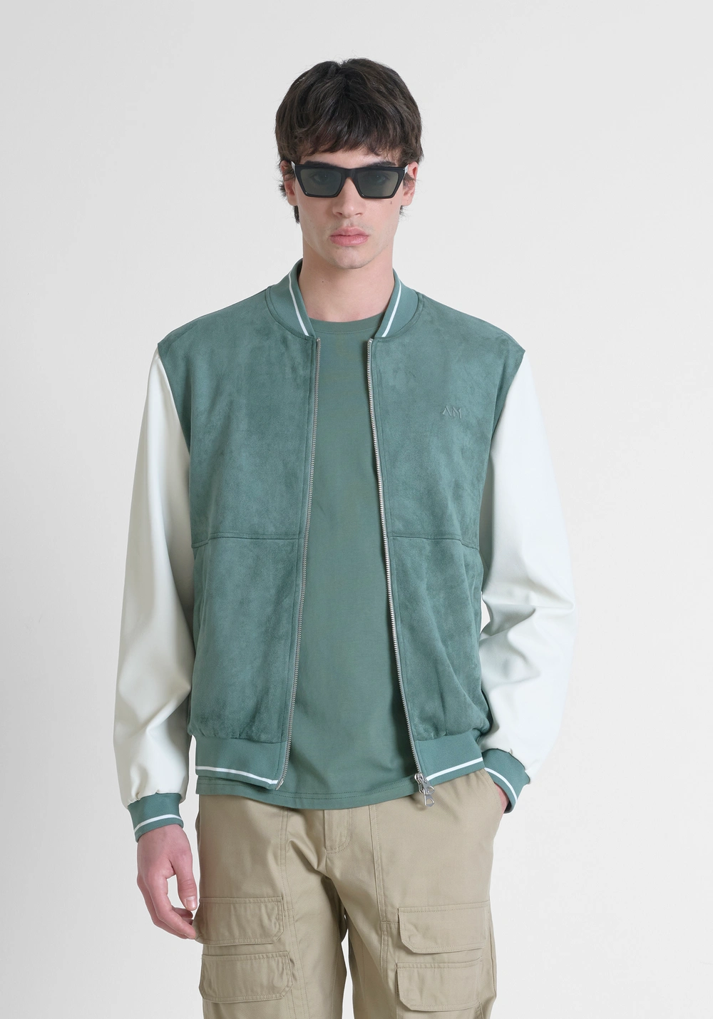 REGULAR FIT SUEDE-EFFECT SWEATSHIRT WITH LEATHERETTE INSERTS - Men's Sweatshirts | Antony Morato Online Shop