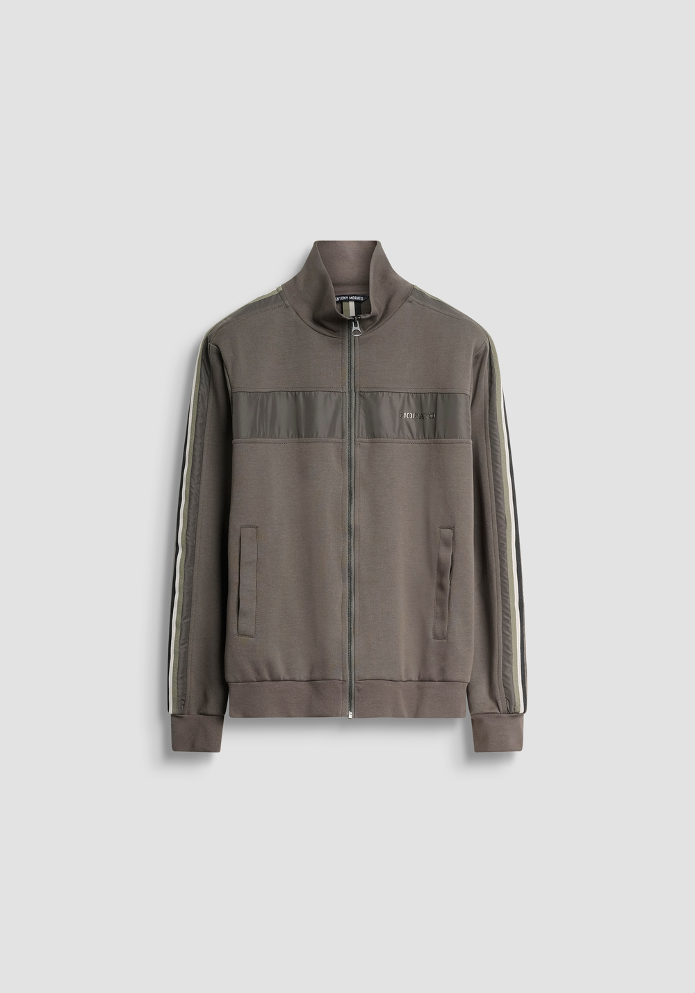 FELPA REGULAR FIT CON ZIP IN MISTO COTONE CON FASCE - Felpe Uomo | Antony Morato Online Shop