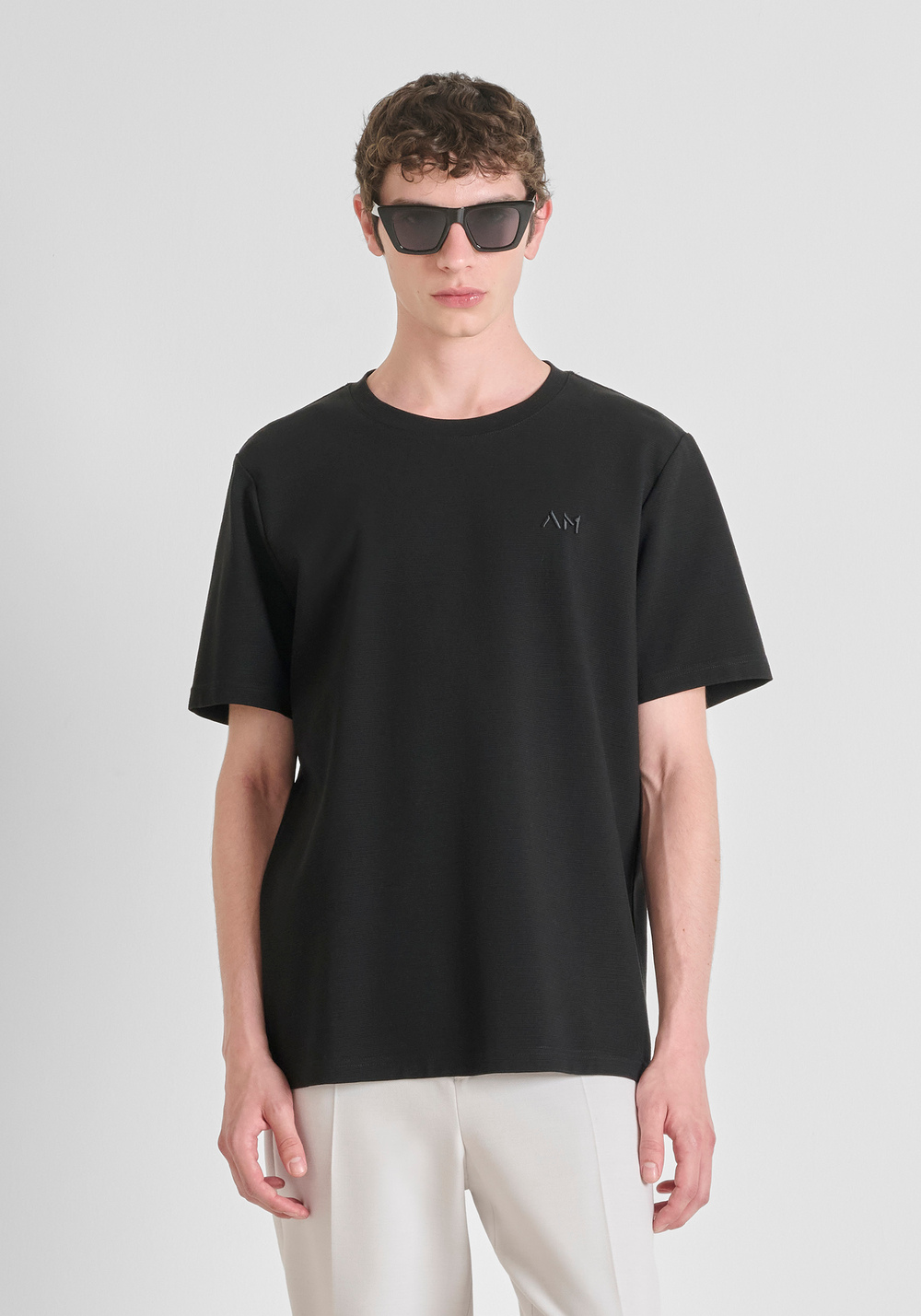 RELAXED FIT COTTON BLEND T-SHIRT WITH EMBROIDERED LOGO - T-shirts & Polo Uomo | Antony Morato Online Shop