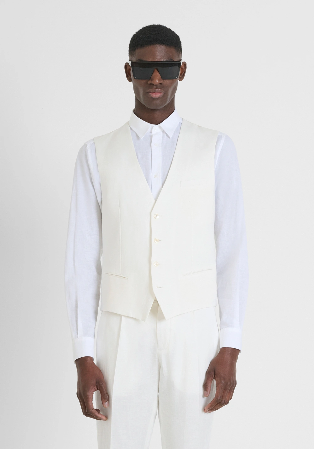 SLIM FIT VEST IN LINEN VISCOSE BLEND - Men's Jackets and Gilets | Antony Morato Online Shop