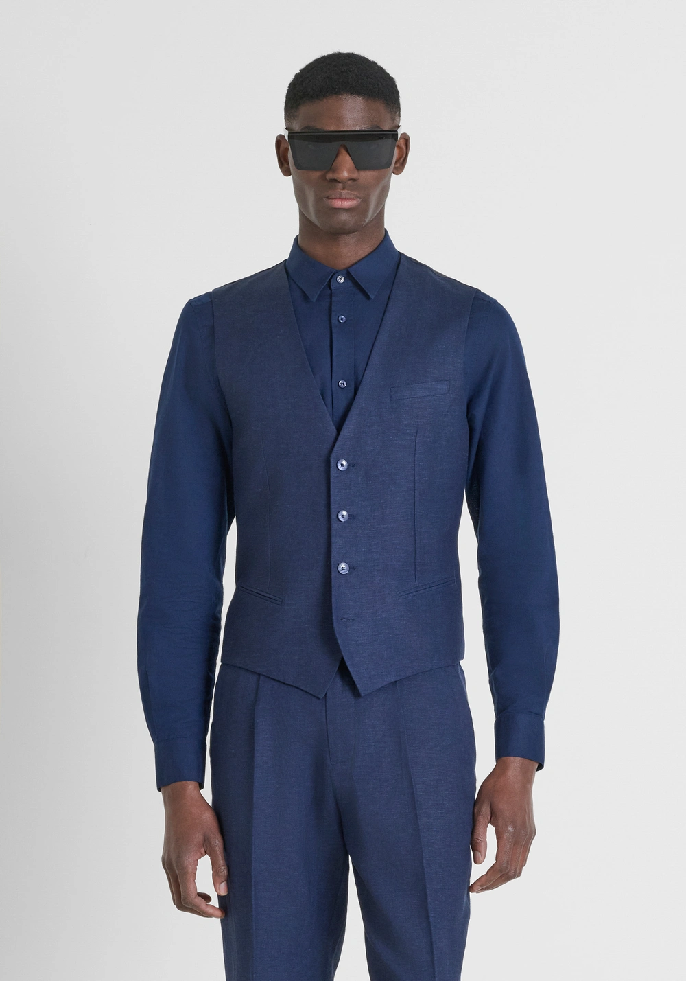 CHALECO SLIM FIT EN MEZCLA DE LINO Y VISCOSA - Chaquetas y Chalecos | Antony Morato Online Shop