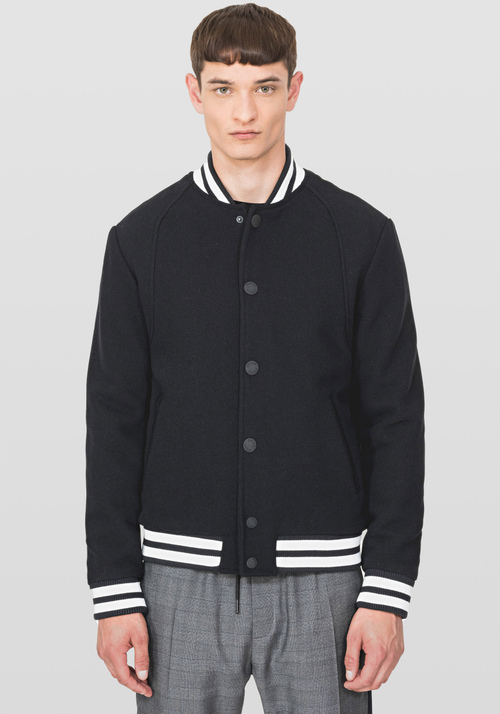 BOMBER JACKET WITH STRIPED RIBBING IN A WOOL BLEND | Antony Morato Online Shop