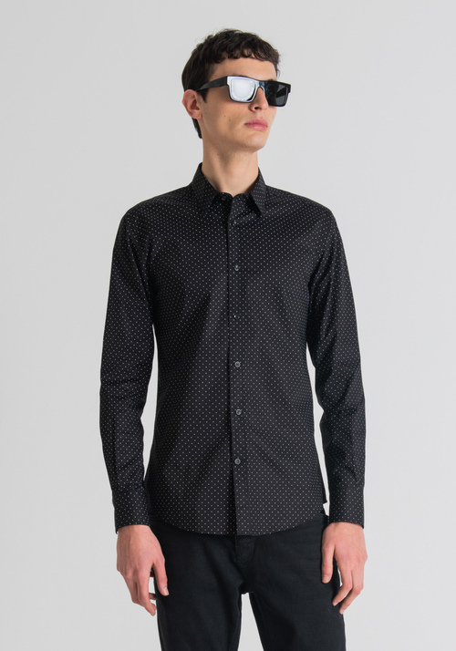 SLIM-FIT SHIRT IN 100% COTTON WITH MICRO-DOT PRINT | Antony Morato Online Shop