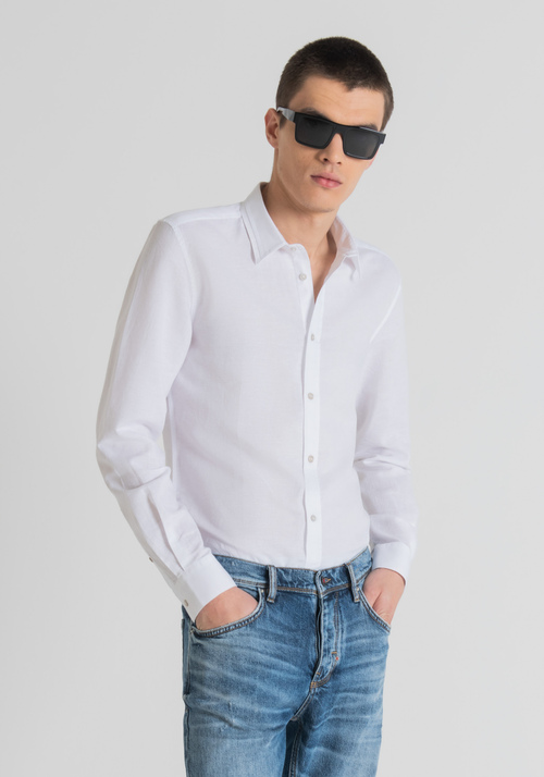 “MAJORCA” SLIM-FIT LINEN BLEND SHIRT - Men's Shirts | Antony Morato Online Shop