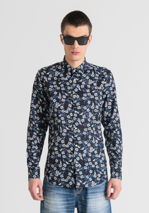 SLIM-FIT “NAPOLI” SHIRT IN 100% COTTON WITH AN ALL-OVER FLOWER PRINT PATTERN - Men's Shirts | Antony Morato Online Shop