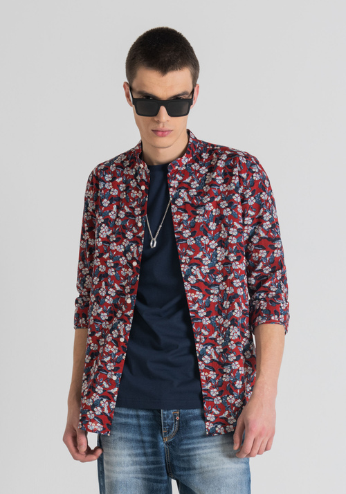 SLIM-FIT “SEOUL” SHIRT IN 100% COTTON WITH A FLORAL PRINT PATTERN - Men's Shirts | Antony Morato Online Shop