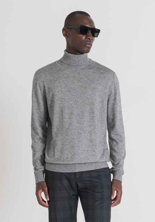 REGULAR-FIT POLO NECK IN SOFT WOOL AND CASHMERE-BLEND YARN - Men's Clothing | Antony Morato Online Shop