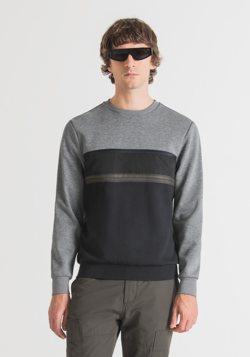 REGULAR FIT CREW NECK SWEATSHIRT WITH LOGO RIBBON - Men's Sweatshirts | Antony Morato Online Shop