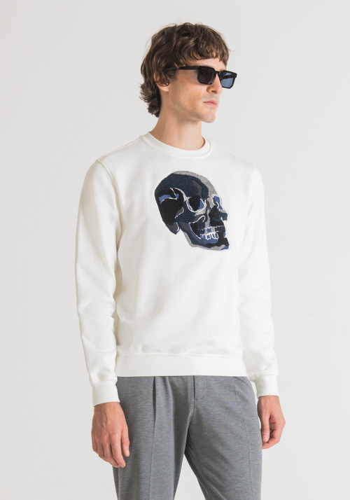 REGULAR-FIT CREW NECK SWEATSHIRT WITH EMBROIDERED SKULL - Men's Sweatshirts | Antony Morato Online Shop