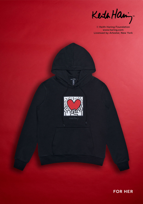 REGULAR-FIT HOODIE WITH KEITH HARING PRINT - Keith Haring "Lovers" | Antony Morato Online Shop