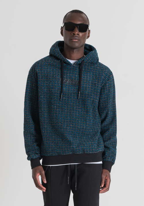 REGULAR-FIT HOODED SWEATSHIRT IN WOOL BLEND WITH ALL-OVER MICRO-PATTERN - Men's Clothing | Antony Morato Online Shop