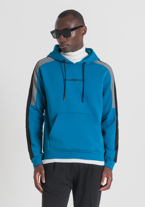 REGULAR-FIT SWEATSHIRT WITH CONTRASTING TECHNICAL FABRIC DETAILS AND HOOD - Men's Clothing | Antony Morato Online Shop