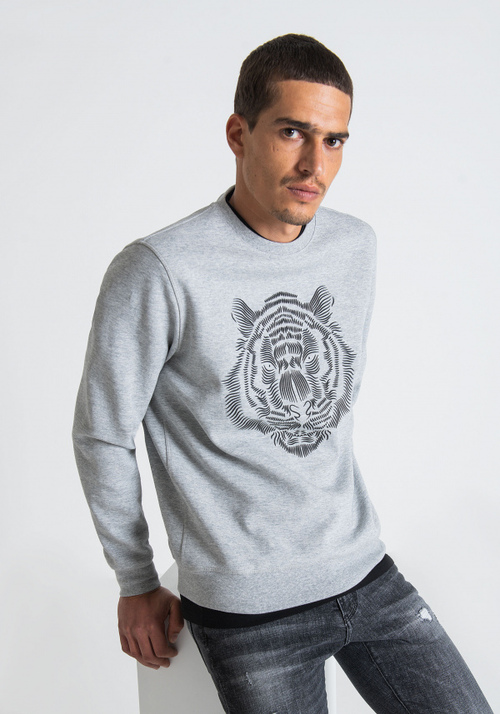 REGULAR FIT SWEATSHIRT WITH RUBBERISED PRINT - Men's Sweatshirts | Antony Morato Online Shop