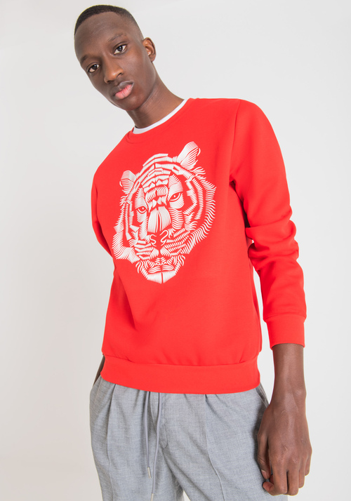 REGULAR-FIT SWEATSHIRT WITH TIGER PRINT - Men's Sweatshirts | Antony Morato Online Shop