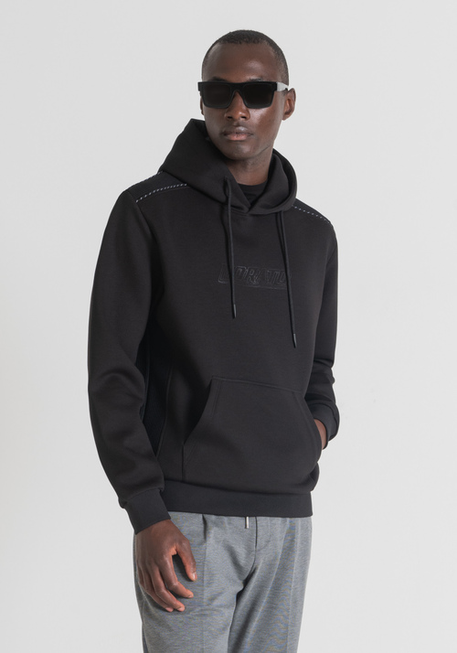 REGULAR-FIT SWEATSHIRT IN STRETCH TECHNICAL FABRIC WITH HOOD AND KANGAROO POCKET - Men's Clothing | Antony Morato Online Shop