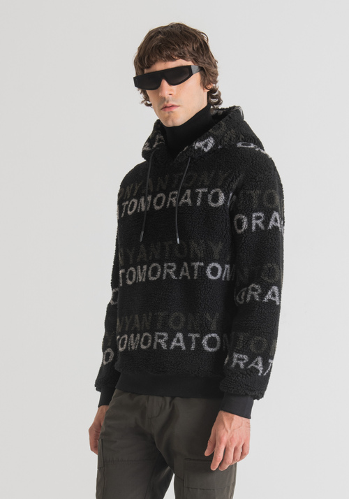 REGULAR-FIT TEDDY-STYLE SWEATSHIRT WITH ANTONY MORATO PRINT - Men's Sweatshirts | Antony Morato Online Shop