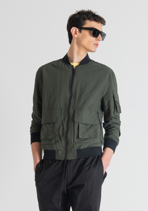 REGULAR FIT BOMBER JACKET WITH CREASED EFFECT - Men's Field Jackets and Coats | Antony Morato Online Shop